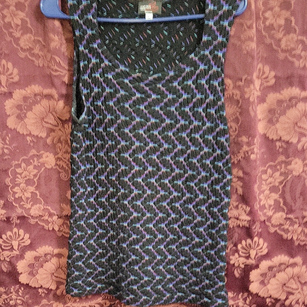 Black and Purple Sleeveless Dress